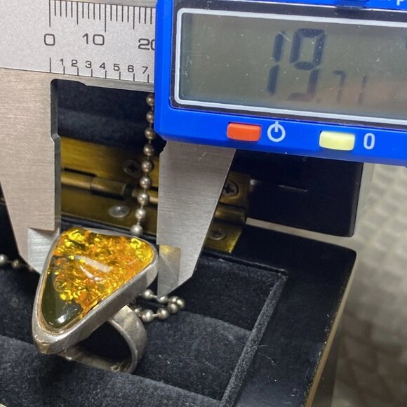 925 Sterling Silver Amber Set – Signed SO – MJI Necklace – Ring Size 8 - Picture 15 of 16